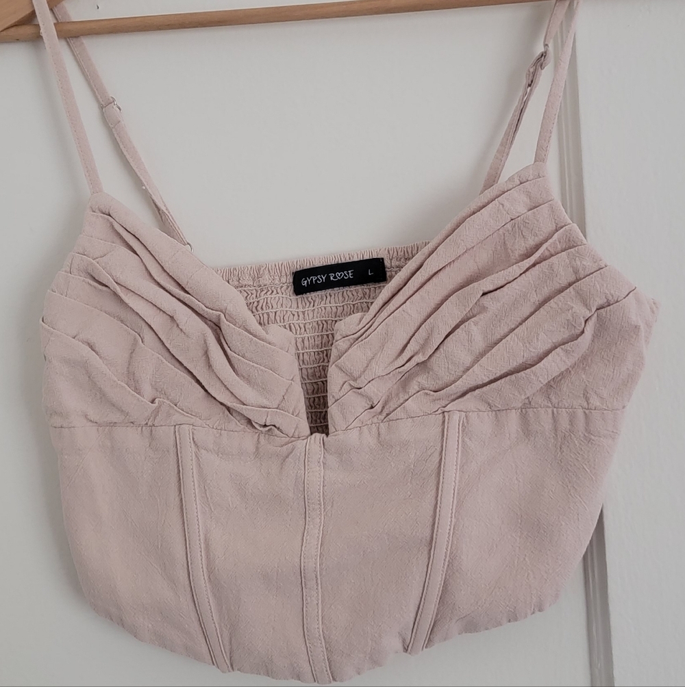 Cream Tan Bustier Crop Top